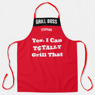 Personalized Grill Chef Aprons, Cool Red Chef Apron