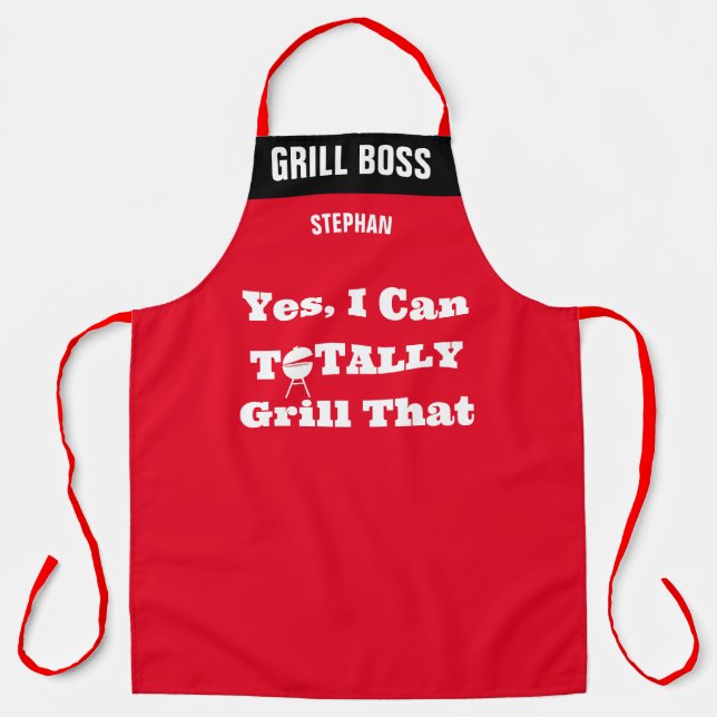 Personalized Grill Chef Aprons, Cool Red Chef Apron (Front)