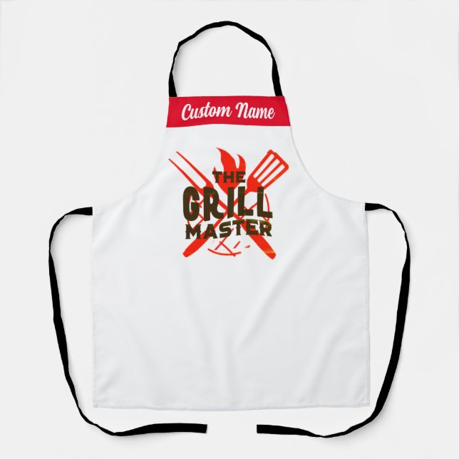 Personalized Grill Master Apron - Custom Name (Front)