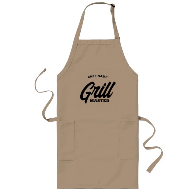 Personalized Grill Master BBQ apron with pockets (Front)