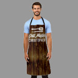 Personalized Grill Master BBQ Rustic Wood Chef Apron