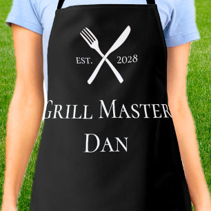 Personalized Grill Master BBQ utensils EST. Year Apron