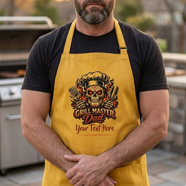 Personalized Grill Master Dad Sugar Skull BBQ  Long Apron (Creator Uploaded)