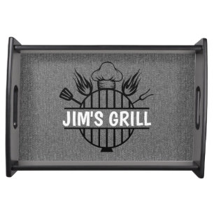 Personalized Grill Master Faux Denim Serving Tray