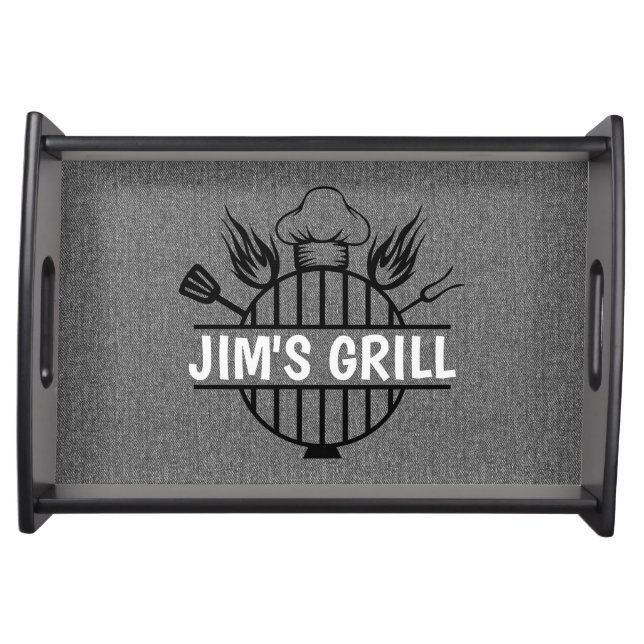 Personalized Grill Master Faux Denim  Serving Tray (Front)