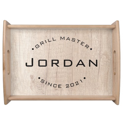 Personalized Grill Master Name and Year Serving Tray