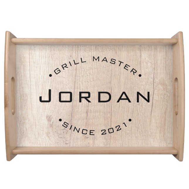 Personalized Grill Master Name and Year Serving Tray (Front)