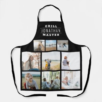 Personalized Grill Master Name Photo Collage Apron | Zazzle