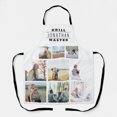 Personalized Grill Master Name Photo Collage Apron