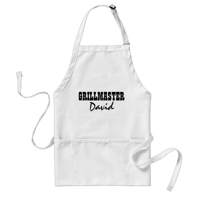 Personalized grillmaster name BBQ aprons for men (Front)