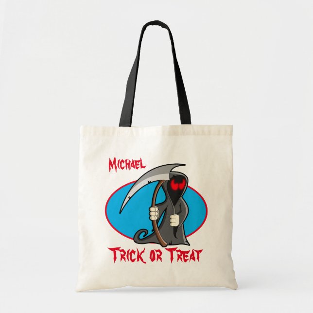 Personalized Grim Reaper Trick or Treat Tote Bag (Front)