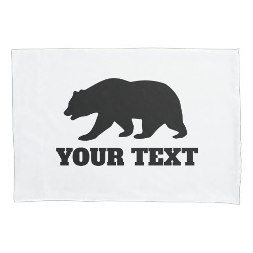 Personalized grizzly bear silhouette pillow case 