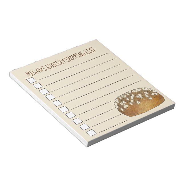 Personalized Grocery List Baker Dinner Rolls Notepad (Angled)