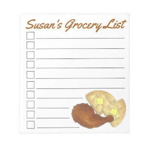 Personalized Grocery List Chicken and Waffles Notepad