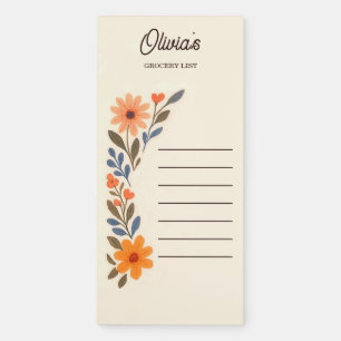 Personalized Grocery List Cozy Floral Magnetic Notepad