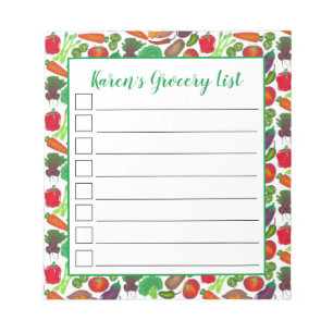 Personalized Grocery List Garden Vegetables Notepad