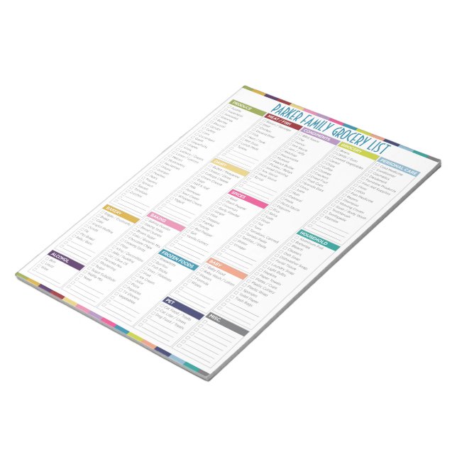 Personalized Grocery List Notepad (Angled)
