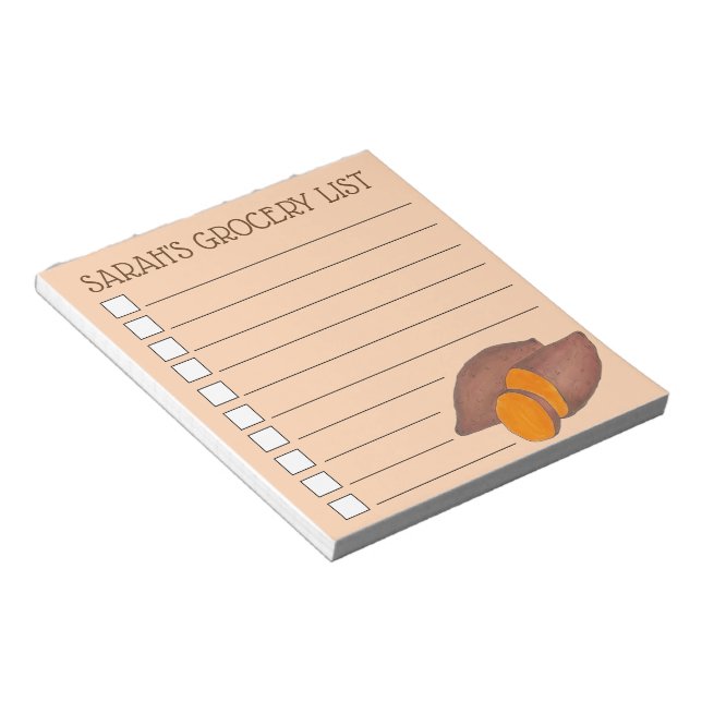 Personalized Grocery List Sweet Potato Yam Notepad (Angled)