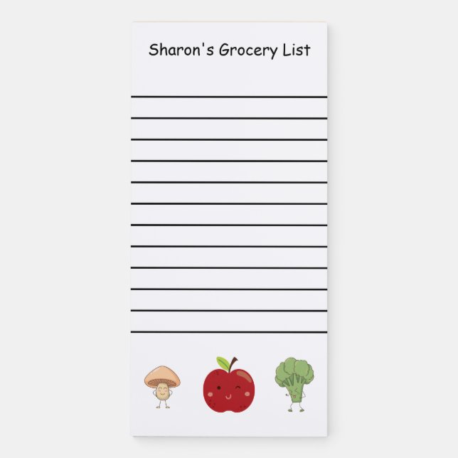 Personalized Grocery List with Vegetables & Apple Magnetic Notepad (Front)