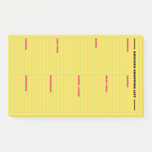 Personalized Grocery Shopping List Large Post_it Notes