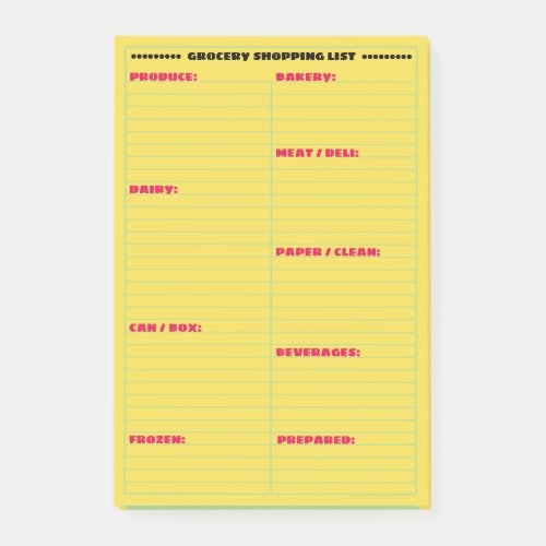 Personalized Grocery Shopping List Post_it Notes