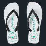 Personalized Groom (aqua) Flip Flops<br><div class="desc">Fun,  custom wedding flip flops</div>
