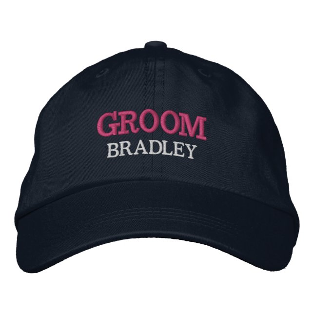 Personalized Groom Bachelor Party Custom Embroidered Baseball Cap (Front)