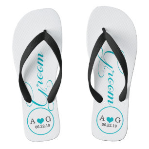 Personalized Groom (blue) Flip Flops