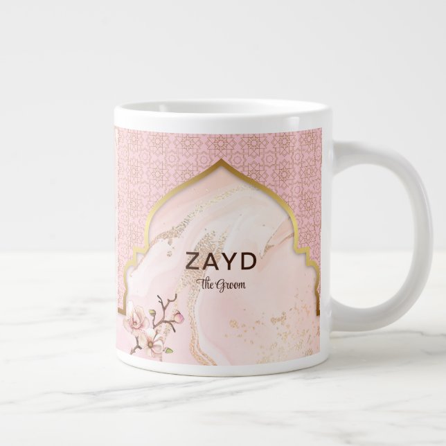 Personalized Groom Coffee Mug – Blush & Gold Arch (Right)