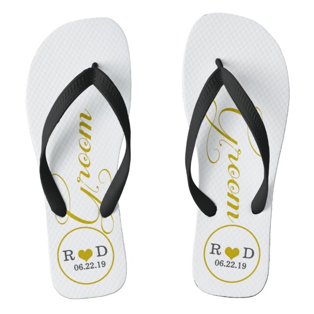 Personalized Groom (gold) Flip Flops (Footbed)