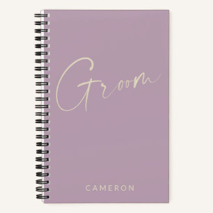 Personalized Groom Lilac Purple Minimalist Wedding Notebook