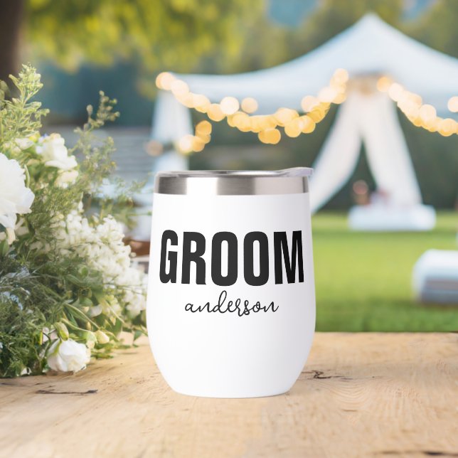 Personalized Groom Name Thermal Wine Tumbler (Wedding)
