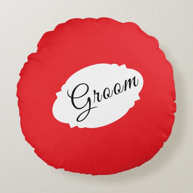 Personalized Groom Round Pillow – Modern Decor (Front)