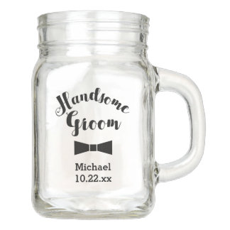 Personalized Groom Wedding Bridal Mason Jar