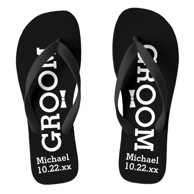 Personalized Groom Wedding - Pick Your Color Flip Flops (Footbed)