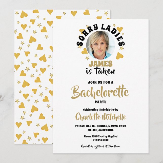 Personalized Grooms Face Photo Bachelorette Party Invitation (Front/Back)