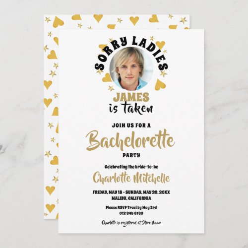 Personalized Grooms Face Photo Bachelorette Party Invitation