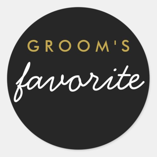 Personalized Grooms Favorite Sticker Black Gold