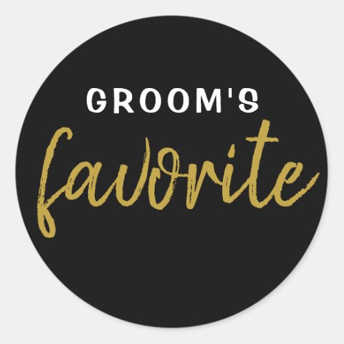 Personalized Grooms Favorite Sticker Black Gold