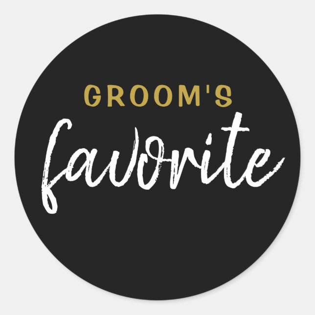 Personalized Groom's Favorite Sticker Black Gold (Front)