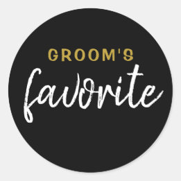 Personalized Groom's Favorite Sticker Black Gold