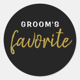 Personalized Groom's Favorite Sticker Black Gold