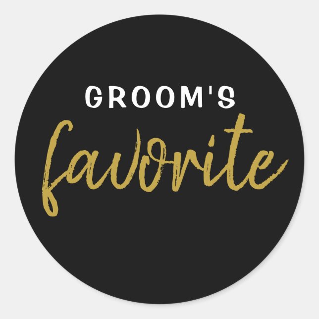 Personalized Groom's Favorite Sticker Black Gold (Front)