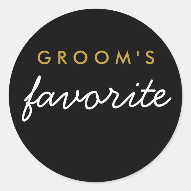 Personalized Groom's Favorite Sticker Black Gold (Front)