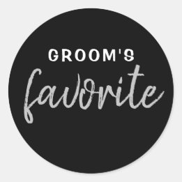 Personalized Groom's Favorite Sticker Black Silver