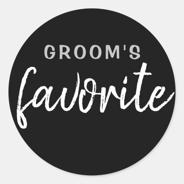 Personalized Groom's Favorite Sticker Black Silver (Front)