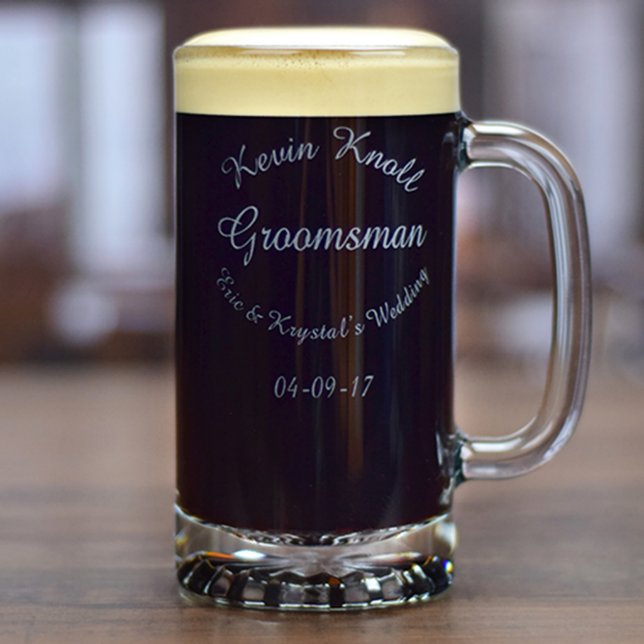Personalized Groomsman Beer Mug 16 & 25 oz. (Front)
