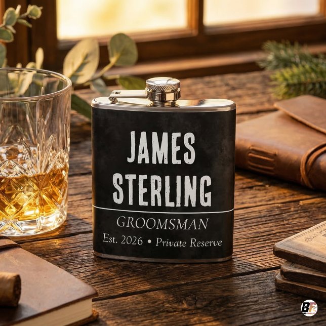 Personalized Groomsman Black Chalkboard Custom Nam Flask (Creator Uploaded)