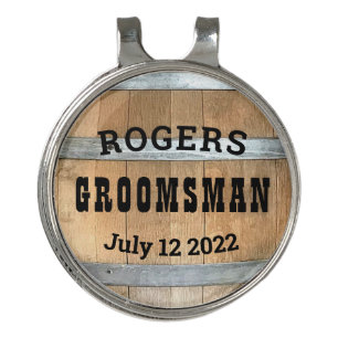 Personalized Groomsman Bourbon Barrel Golf Hat Clip