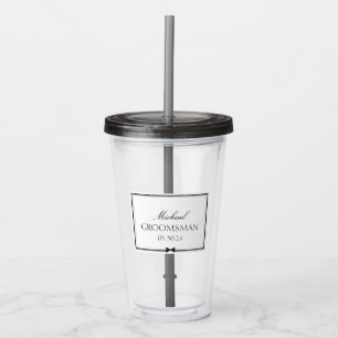 Personalized Groomsman Bowtie Wedding Party Gift Acrylic Tumbler